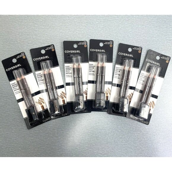 Lot of 6 Covergirl Easy Breezy Brow Fill+Define Pencils Crayons #510 Soft Brown - Picture 1 of 4